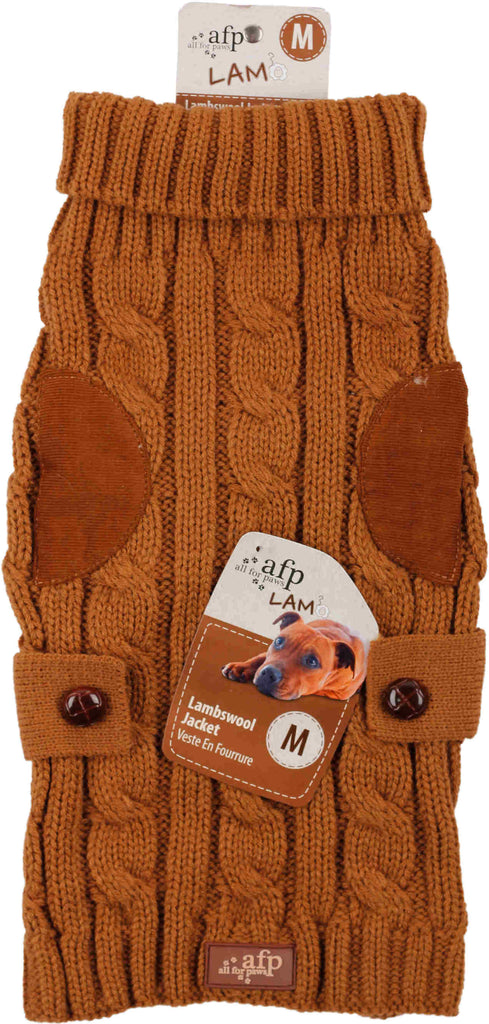 ALL FOR PAWS LAMBSWOOL Pulover tricotat pentru caini, Maro deschis