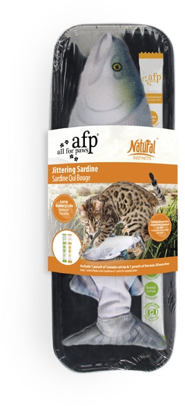 ALL FOR PAWS Natural Jucarie pentru pisici, Sardina miscatoare cu iarba pisicii