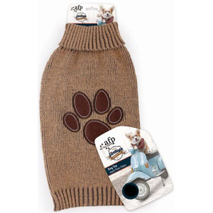 ALL FOR PAWS VINTAGE Pulover pentru caini, model labuta, Maro, S, 25,4 cm