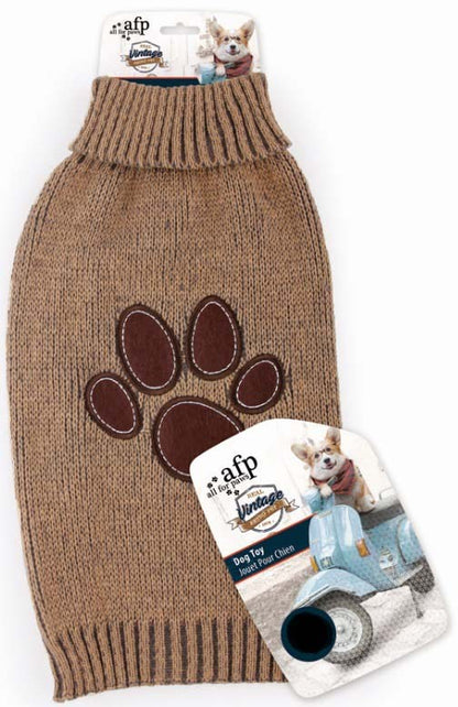 ALL FOR PAWS VINTAGE Pulover pentru caini, model labuta, Maro, S, 25,4 cm