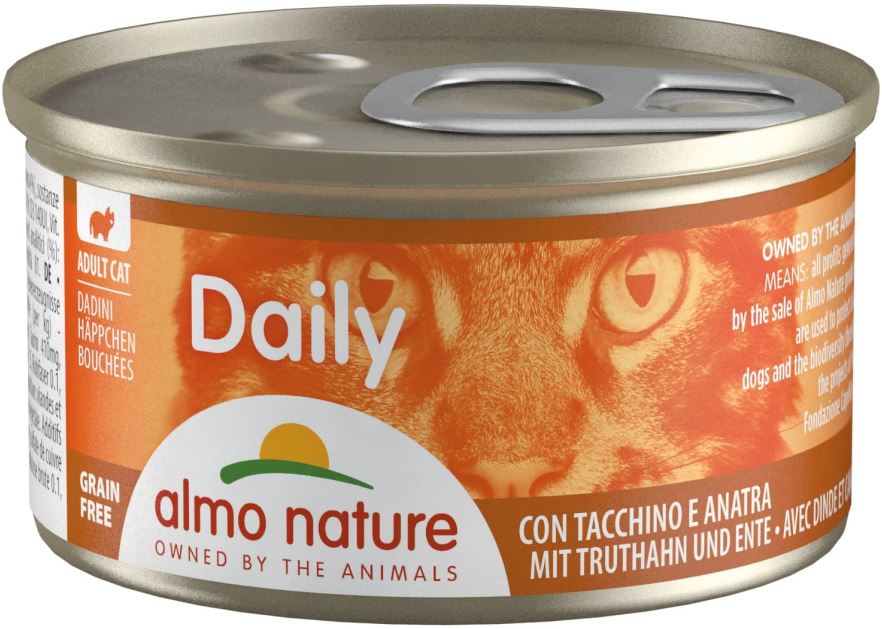 ALMO NATURE DAILY Chunks Conserva pentru pisici, cu curcan si rata 85g