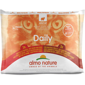 ALMO NATURE DAILY Pachet plicuri pisici, pui cu vita si pui cu rata 6x70g