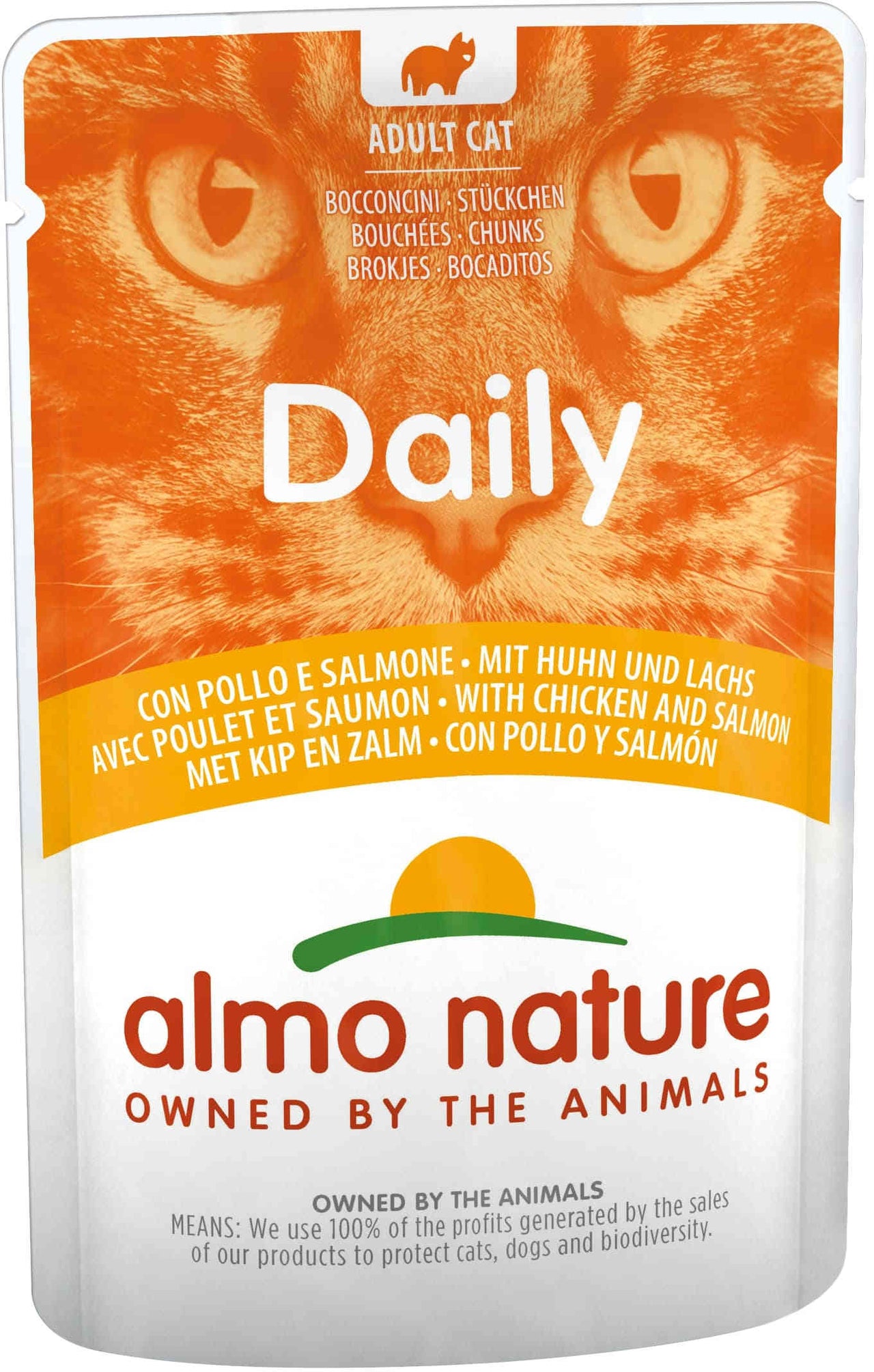 ALMO NATURE DAILY Plic pentru pisici, cu pui si somon 70g