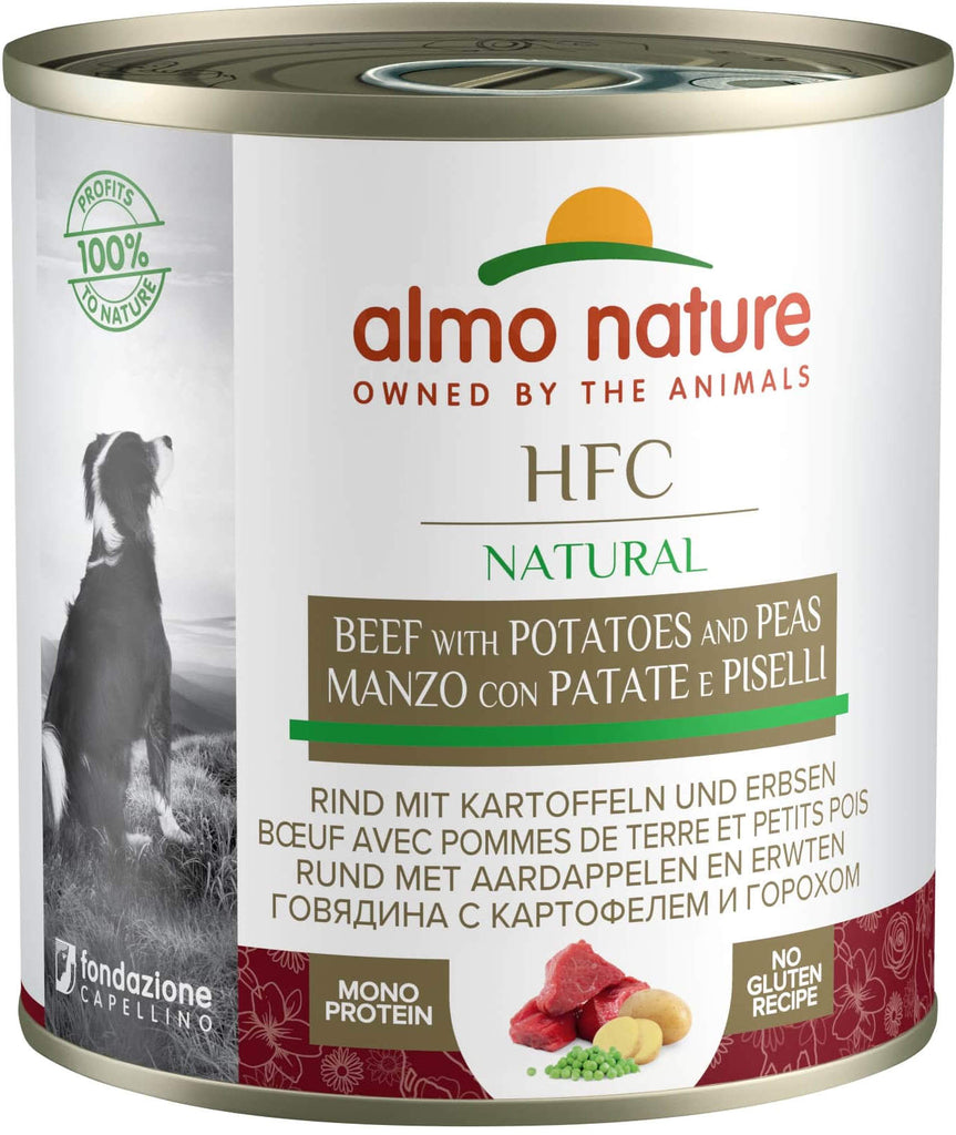 ALMO NATURE HFC Conserva pentru caini, cu vita, cartofi şi mazare 290g