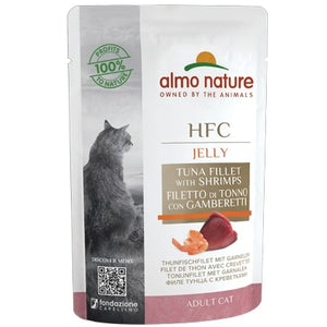 ALMO NATURE HFC Jelly Plic pentru pisici, cu file de ton si creveti 55g