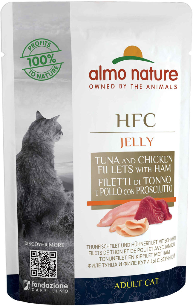 ALMO NATURE HFC Jelly Plic pentru pisici, cu ton si pui cu sunca 55g