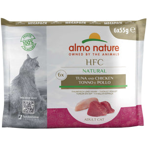 ALMO NATURE HFC Natural Pachet plicuri pentru pisici, cu ton si pui 6 x 55g