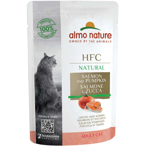 ALMO NATURE HFC Natural Plic pentru pisici, cu somon si dovleac 55g