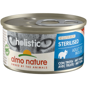ALMO NATURE HOLISTIC Conserva pentru pisici sterilizate, cu pastrav 85g