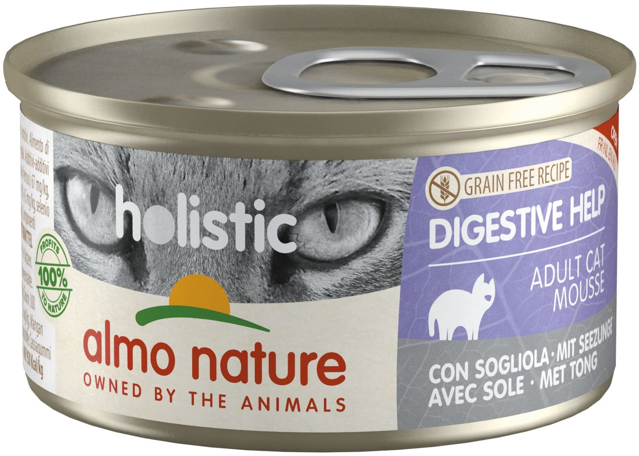 ALMO NATURE HOLISTIC Conserva pisici Digestive Help, cu peste Limba-de-mare 85g