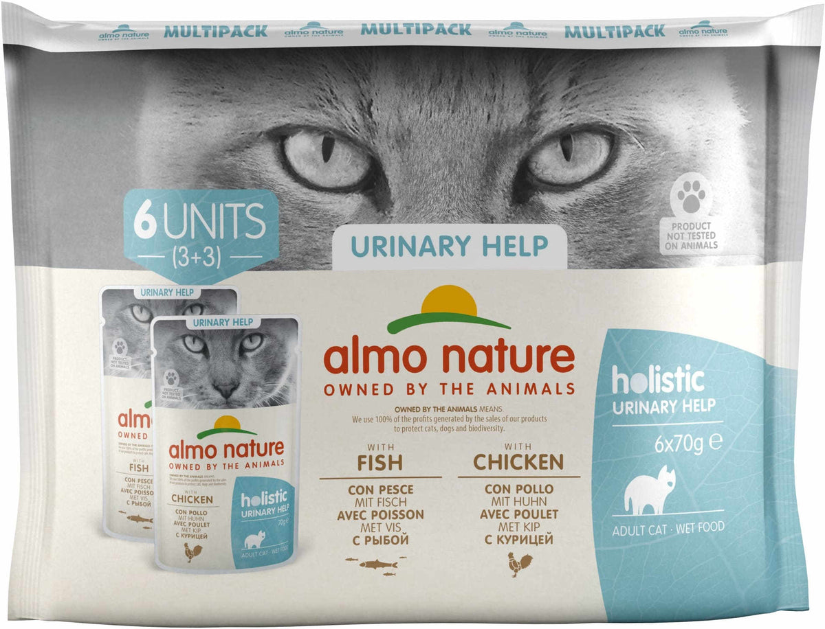 ALMO NATURE HOLISTIC Pachet plicuri pisici Urinary Help, cu peste si pui 6 x 70g