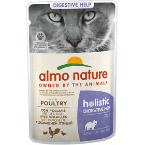 ALMO NATURE HOLISTIC Plic pentru pisici Digestive Help, cu carne de pasare 70g