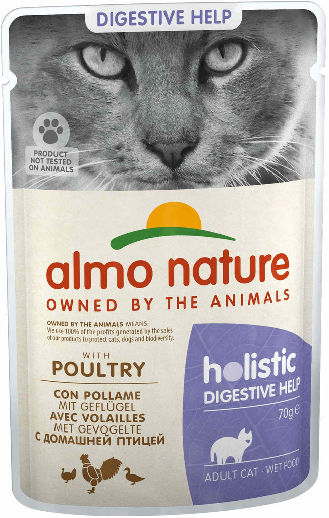ALMO NATURE HOLISTIC Plic pentru pisici Digestive Help, cu carne de pasare 70g