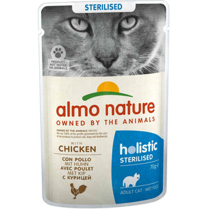 ALMO NATURE HOLISTIC Plic pentru pisici sterilizate, cu pui 70g