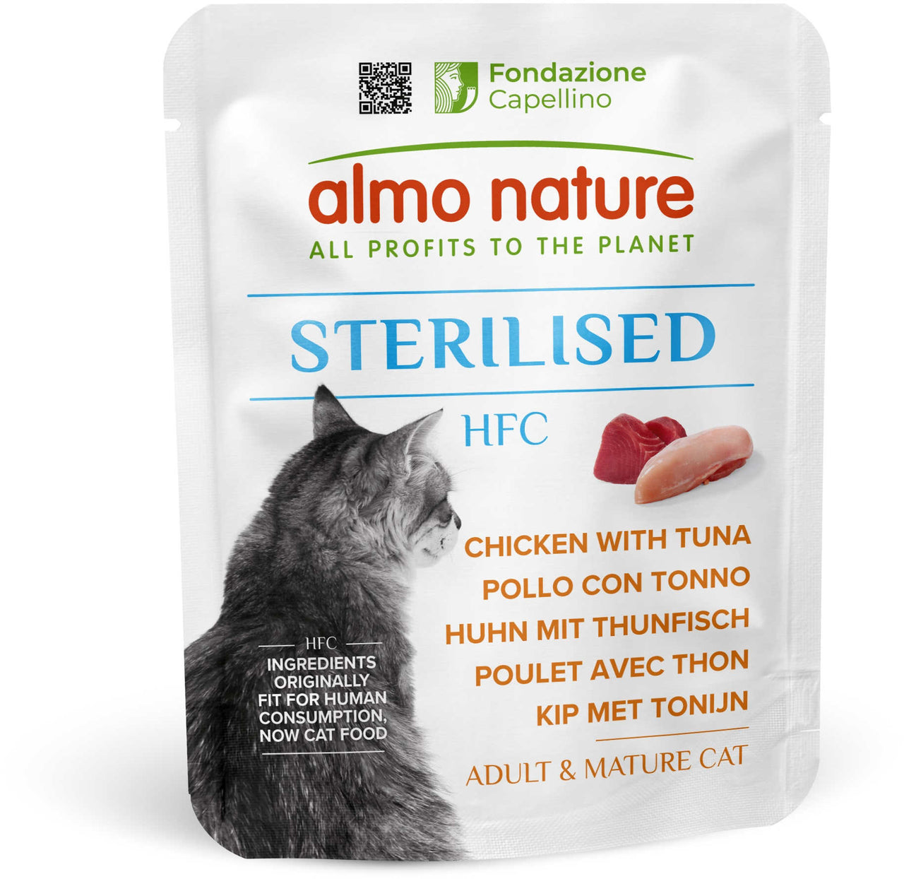 ALMO NATURE HOLISTIC Plic pentru pisici sterilizate, cu Pui si Ton 50g