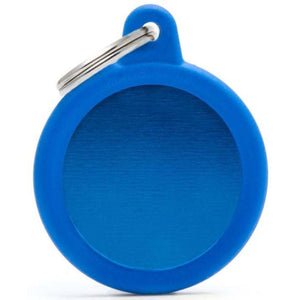 MY FAMILY Hushtag Medalion din cauc/alum. BLUE pt. gravat Cerc 3x3,7cm,Albastru