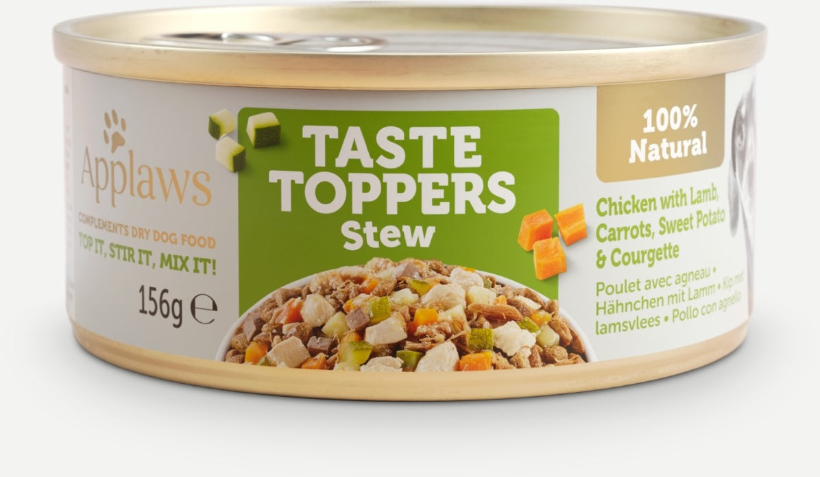 APPLAWS Toppers Conserva pentru caini, cu Pui, Miel si Veghetale 156g
