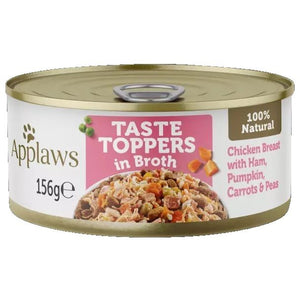 APPLAWS Toppers Conserva pentru caini, cu Pui, Sunca si Vegetale in Supa 156g