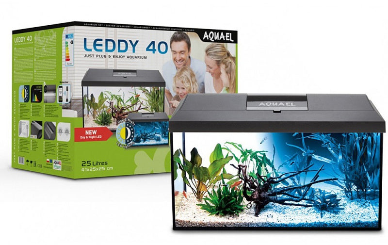 AQUAEL Acvariu sticla LEDDY Plus 75 Negru, 75x35x40 cm