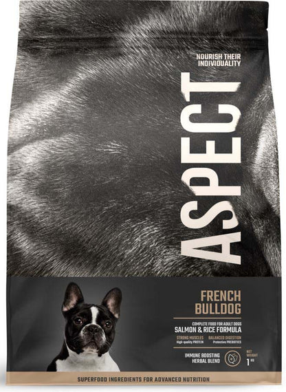 ASPECT French Bulldog, hrana completa pentru caini adulti, Somon si Orez 