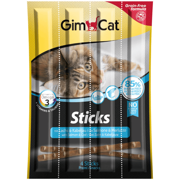 Batoane pentru pisici Gimcat Sticks Somon & Cod 4buc 20g - Animax
