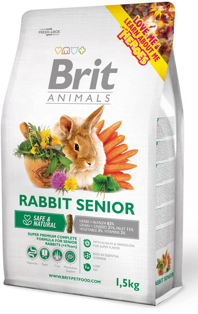 BRIT ANIMALS Rabbit SENIOR, hrana completa pentru iepuri seniori 1,5kg