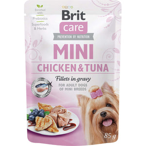 BRIT CARE Dog Mini Plic, File de pui si ton, in sos 85g