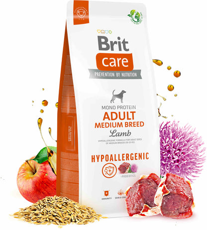 BRIT CARE Hypoallergenic Adult Medium Breed, cu Miel si Orez