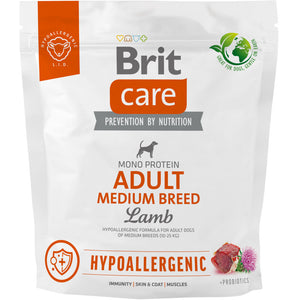 BRIT CARE Hypoallergenic Adult Medium Breed, cu Miel si Orez 1kg