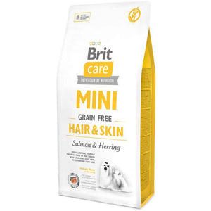 BRIT CARE Mini Grain Free Hair&Skin Somon si Hering 7kg
