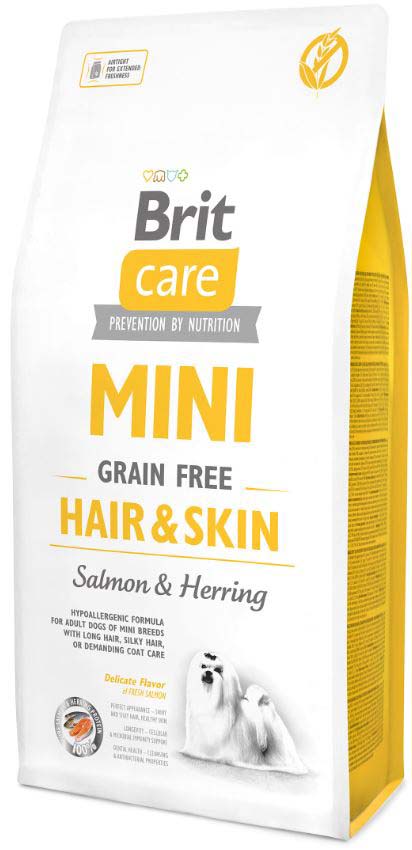 BRIT CARE Mini Grain Free Hair&Skin Somon şi Hering 7kg