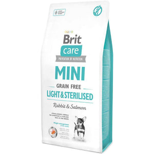BRIT CARE Mini Grain Free Light& Sterilised Iepure si Somon 2kg