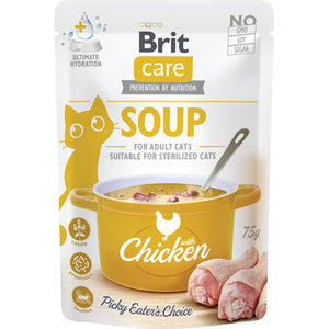 BRIT CARE Plic hrana umeda pentru pisici, Supa cu Pui 75g 