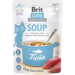 BRIT CARE Plic hrana umeda pentru pisici, Supa cu Ton 75g 