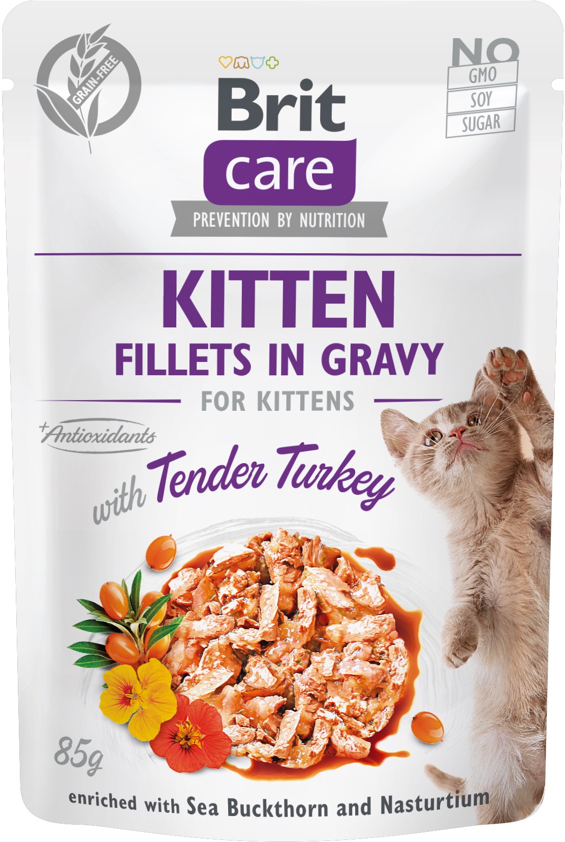 BRIT CARE Plic pentru KITTEN, File de curcan in sos 85g