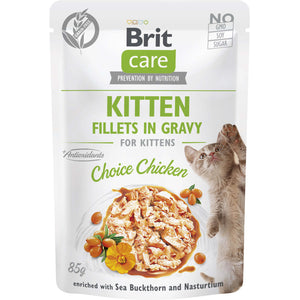 BRIT CARE Plic pentru KITTEN, File de pui in sos 85g