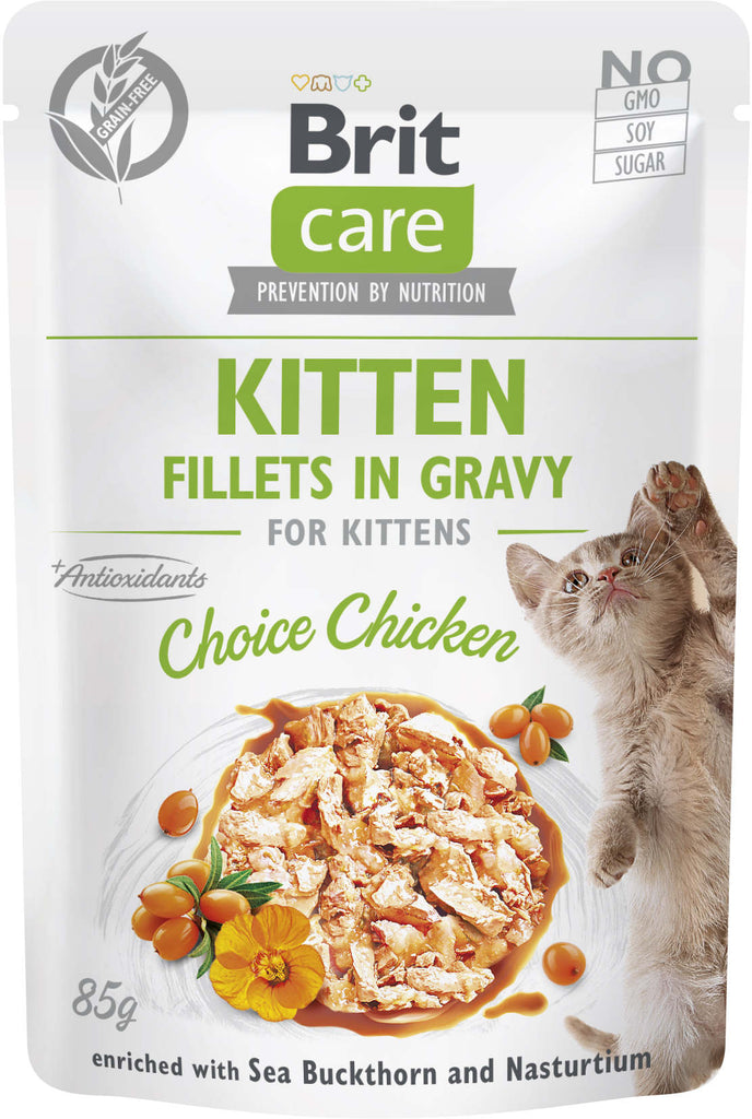 BRIT CARE Plic pentru KITTEN, File de pui in sos 85g