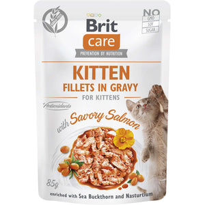 BRIT CARE Plic pentru KITTEN, File de somon in sos 85g