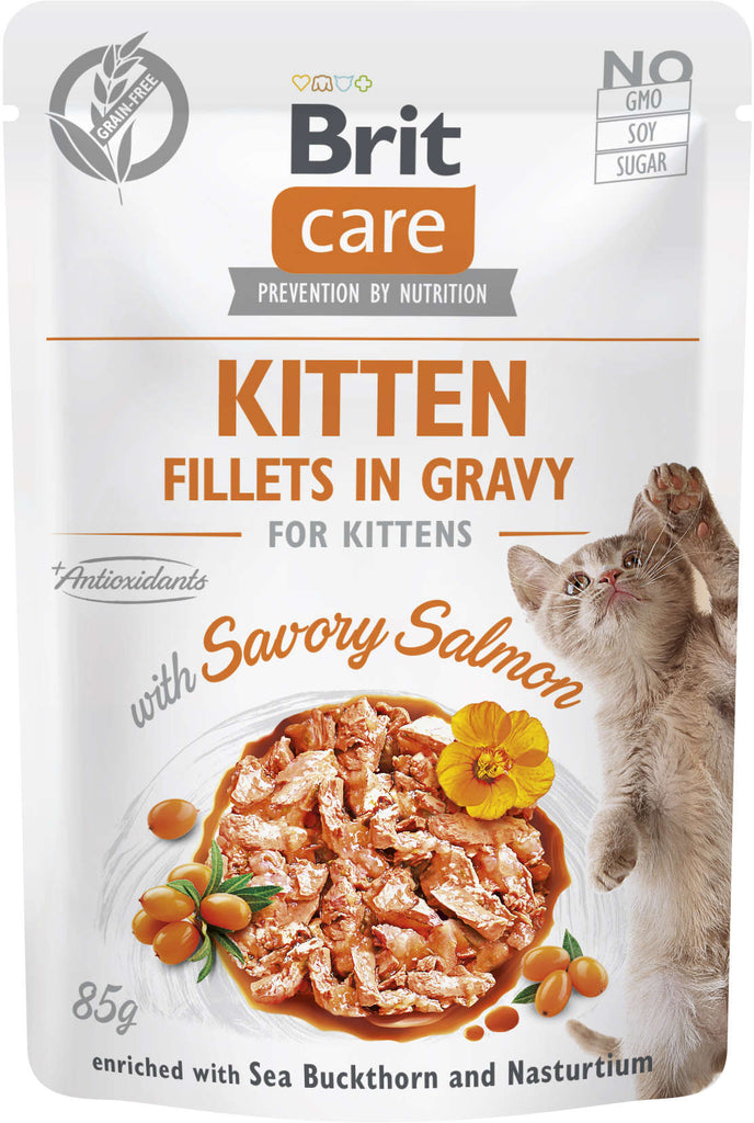 BRIT CARE Plic pentru KITTEN, File de somon in sos 85g