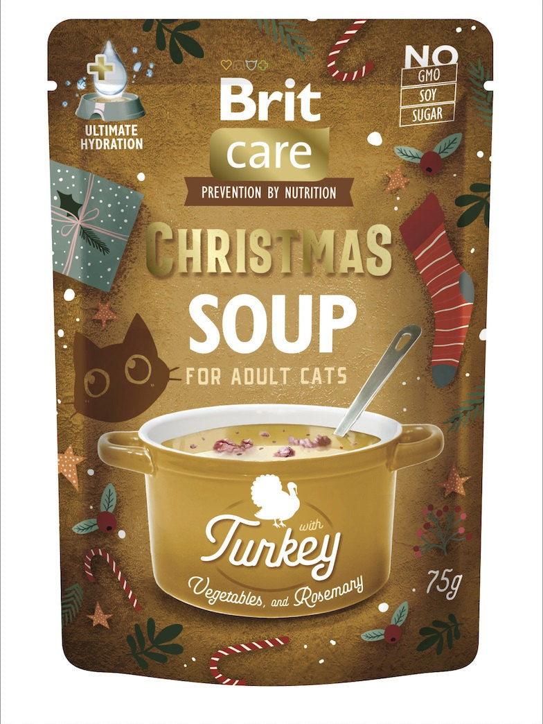 BRIT CARE Plic pentru pisici adulte, Supa cu Curcan, editie Craciun 75g 