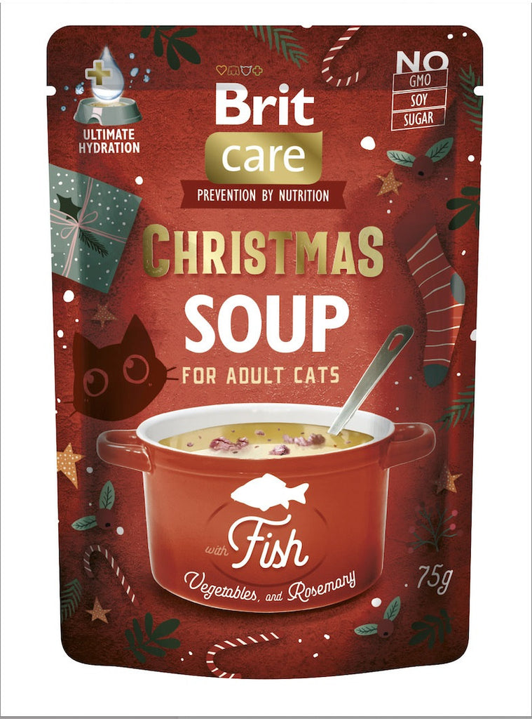 BRIT CARE Plic pentru pisici adulte, Supa cu Peste, editie Craciun 75g 