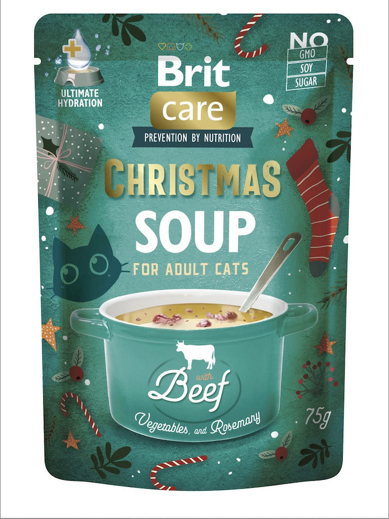 BRIT CARE Plic pentru pisici adulte, Supa cu Vita, editie Craciun 75g 