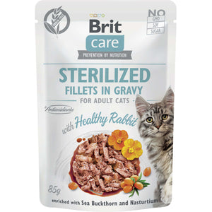 BRIT CARE Sterilized Plic pentru pisici sterilizate, File de iepure in sos 85g