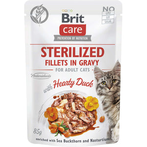 BRIT CARE Sterilized Plic pentru pisici sterilizate, File de rata in sos 85g