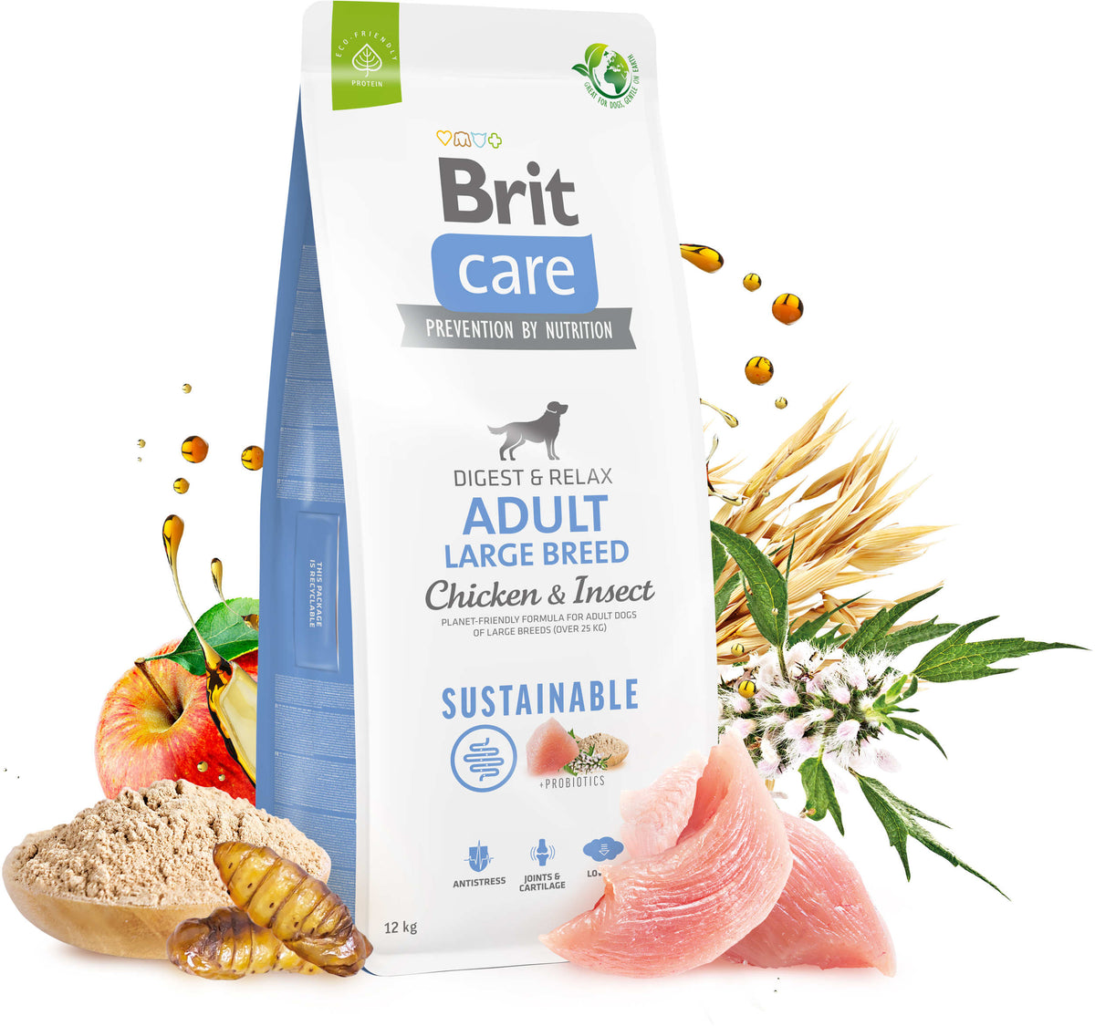 BRIT CARE Sustainable Adult Large Breed, cu Pui si Insecte 12kg