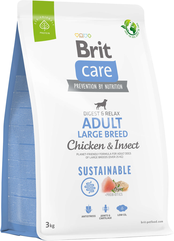 BRIT CARE Sustainable Adult Large Breed, cu Pui si Insecte 3kg