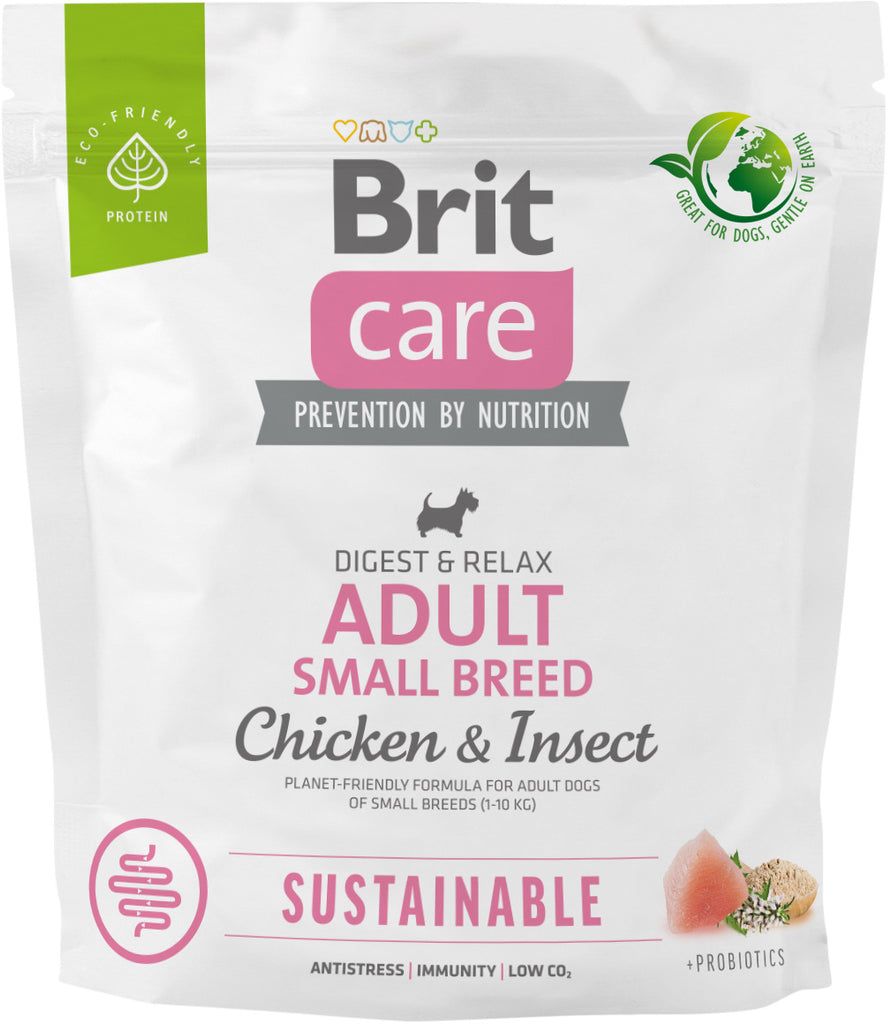 BRIT CARE Sustainable Adult Small Breed, cu Pui si Insecte 1kg
