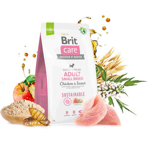 BRIT CARE Sustainable Adult Small Breed, cu Pui si Insecte 7kg