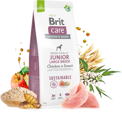 BRIT CARE Sustainable JUNIOR Large Breed, cu Pui si Insecte 12kg
