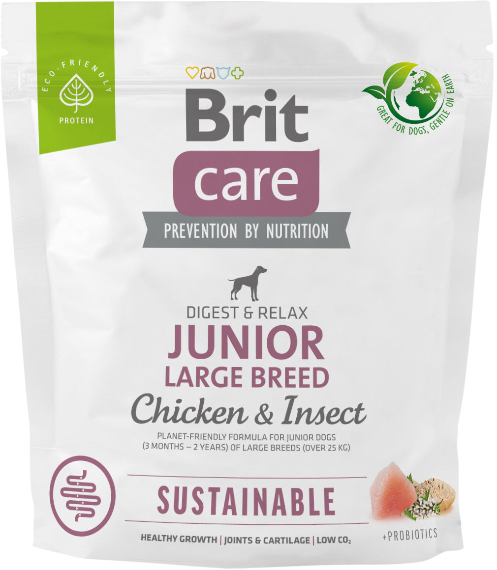 BRIT CARE Sustainable JUNIOR Large Breed, cu Pui si Insecte 1kg